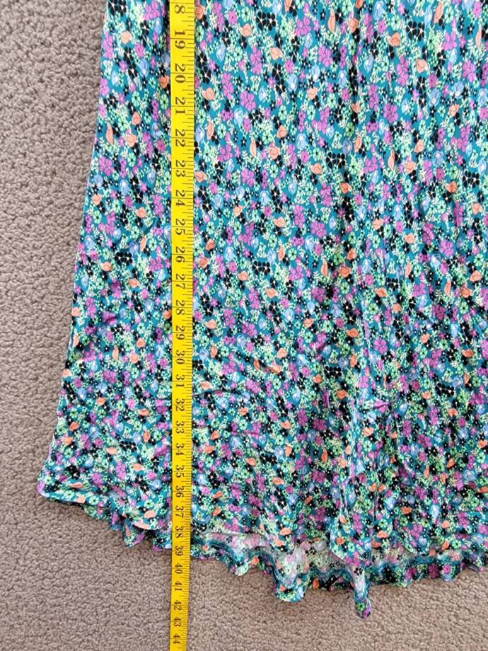 On 34th Trendy Plus Size Garden Floral Slip Skirt Women's 1X Tepid Teal Pull On