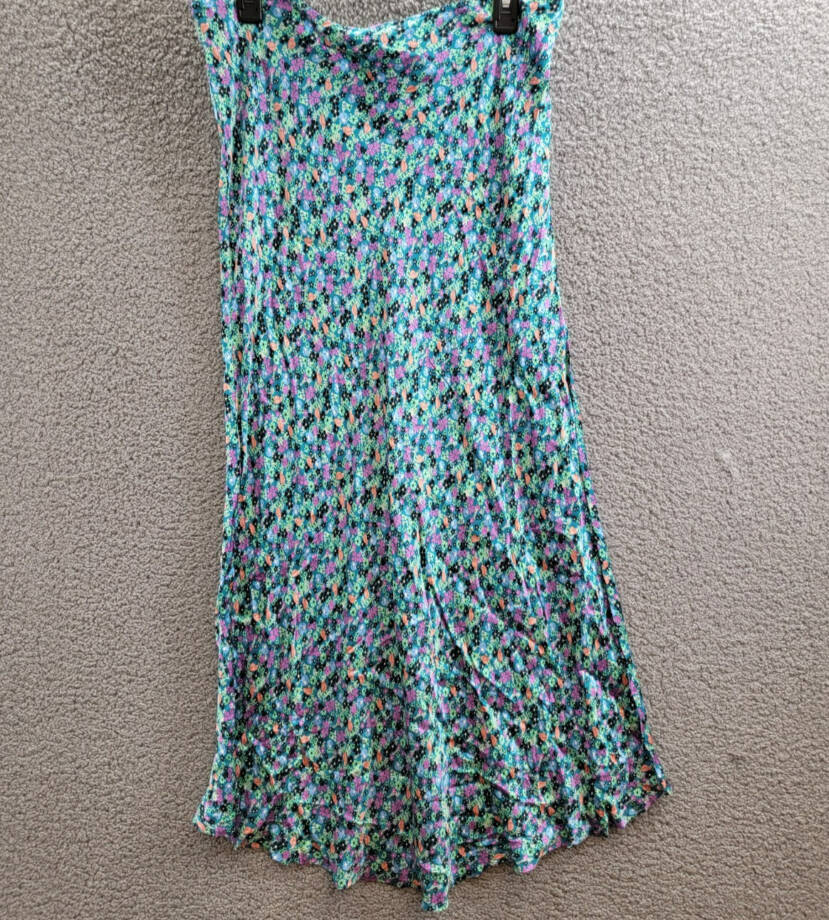 On 34th Trendy Plus Size Garden Floral Slip Skirt Women's 1X Tepid Teal Pull On