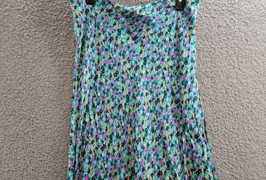 On 34th Trendy Plus Size Garden Floral Slip Skirt Women's 1X Tepid Teal Pull On