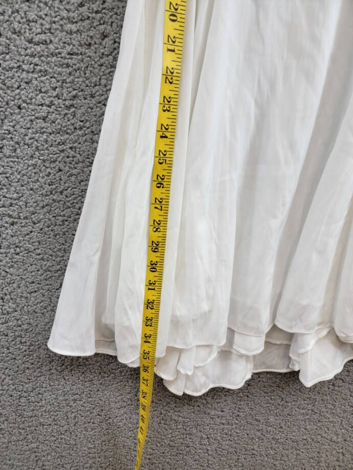 1.STATE V-Neck Tiered Bubble Puff Sleeve Mini Dress Women's XS White Back Zip