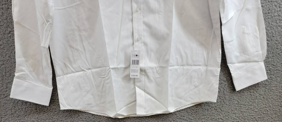 Tayion Collection Slim-Fit Blue Trim Solid Dress Shirt Men's 17-17.5 34-35 White