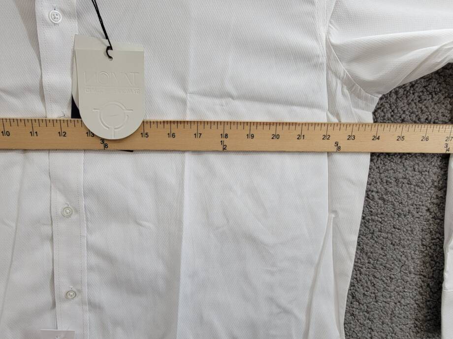 Tayion Collection Slim-Fit Blue Trim Solid Dress Shirt Men's 17-17.5 34-35 White