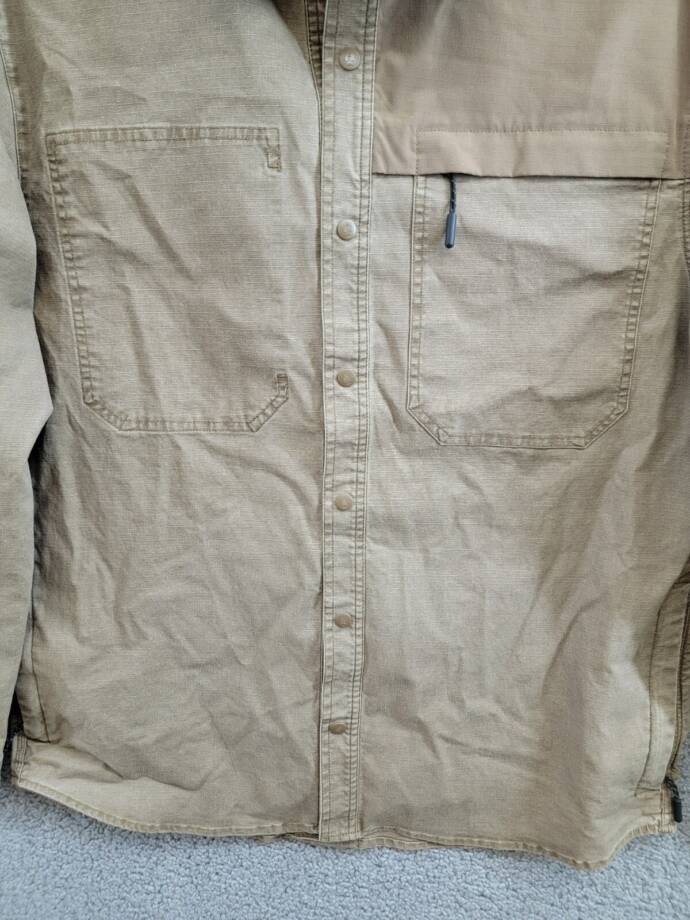 BASS OUTDOOR Ripstop Utility Shacket Men's S Teak Zip Pockets Snap Closure L/S