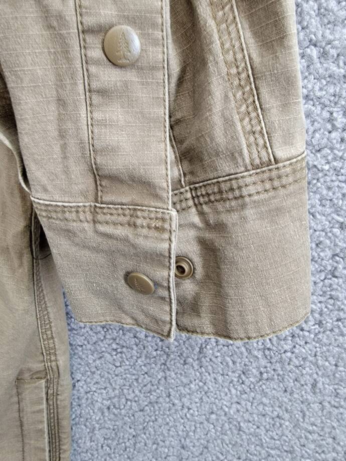 BASS OUTDOOR Ripstop Utility Shacket Men's S Teak Zip Pockets Snap Closure L/S