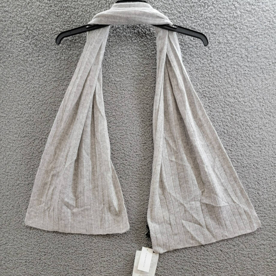 Charter Club Ribbed 100% Cashmere Scarf Women's One Size Ice Gray Heather