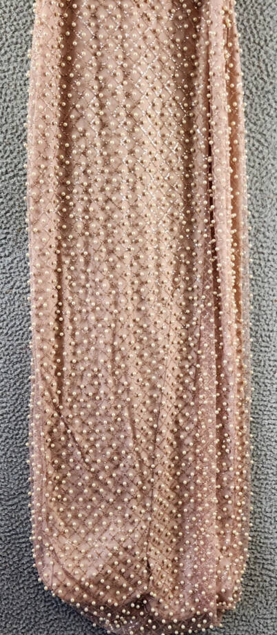 Liv Foster Pearl On Mesh Column Gown Women's 4 Pink Sleeveless Back Zip Closure~