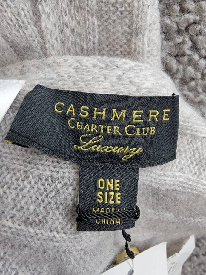 Charter Club Ribbed 100% Cashmere Scarf Women's One Size Ice Gray Heather