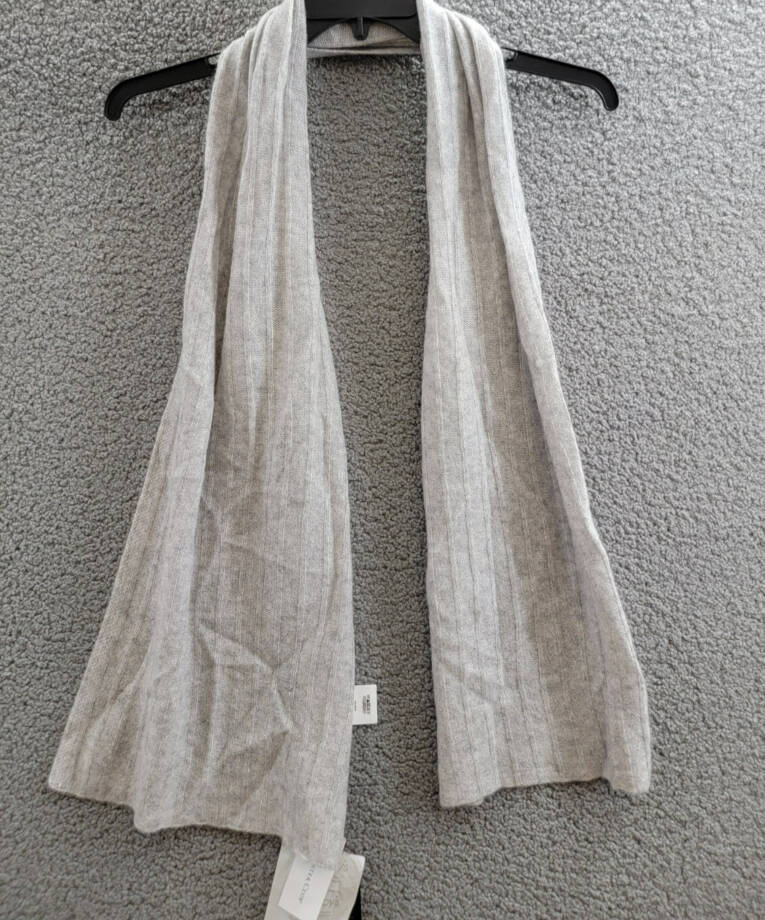 Charter Club Ribbed 100% Cashmere Scarf Women's One Size Ice Gray Heather