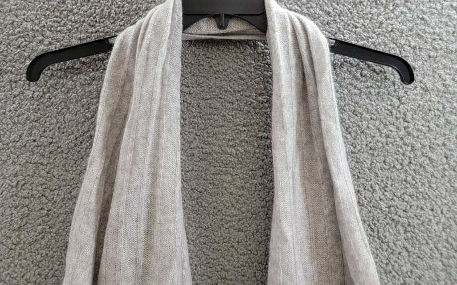Charter Club Ribbed 100% Cashmere Scarf Women's One Size Ice Gray Heather