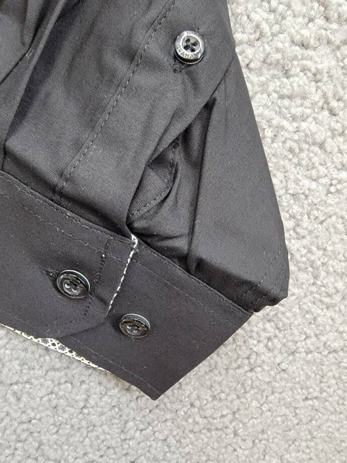 Nick Graham Modern Fit Stretch Poplin Dress Shirt Men's S/R 14.5-15 32-33 Black
