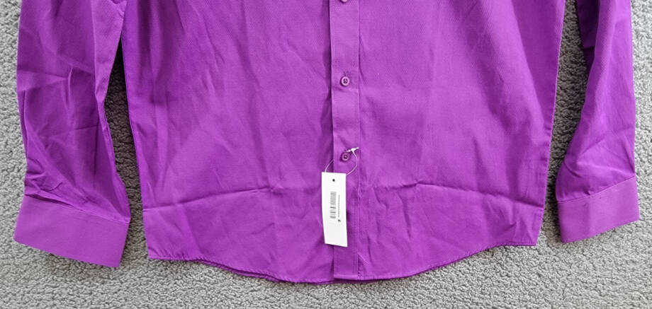 Tayion Collection Slim-Fit Solid Dress Shirt Men's M (15-15.5) 32/33 Purple/Gold