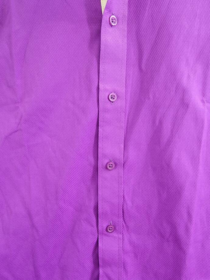 Tayion Collection Slim-Fit Solid Dress Shirt Men's M (15-15.5) 32/33 Purple/Gold