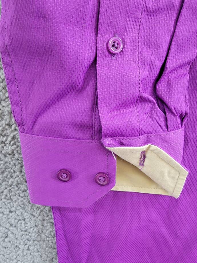 Tayion Collection Slim-Fit Solid Dress Shirt Men's M (15-15.5) 32/33 Purple/Gold