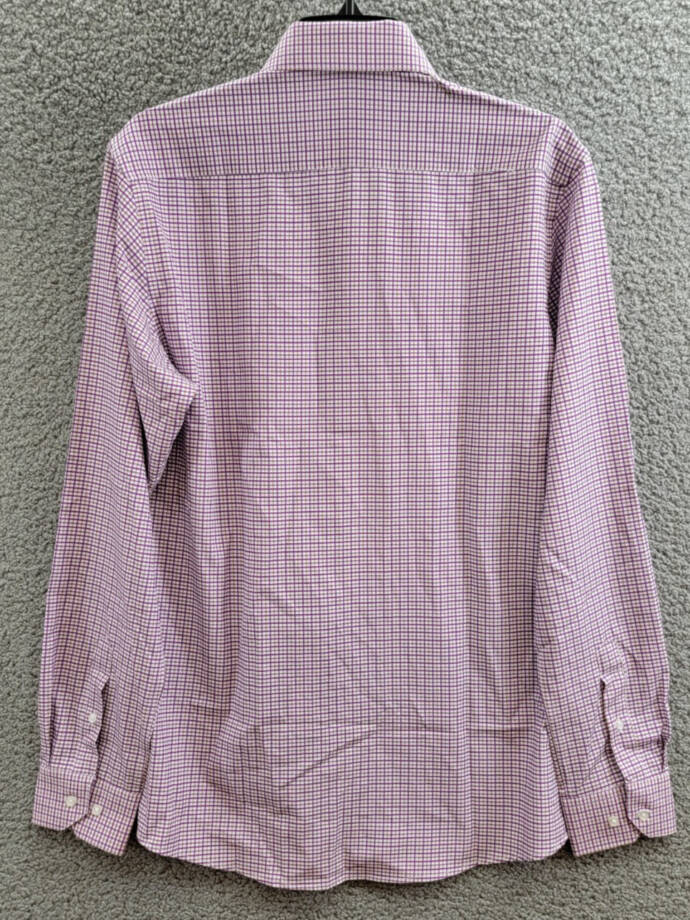 Tayion Collection Slim-Fit Plaid Dress Shirt Mens M (15-15.5) 34/35 Purple Multi