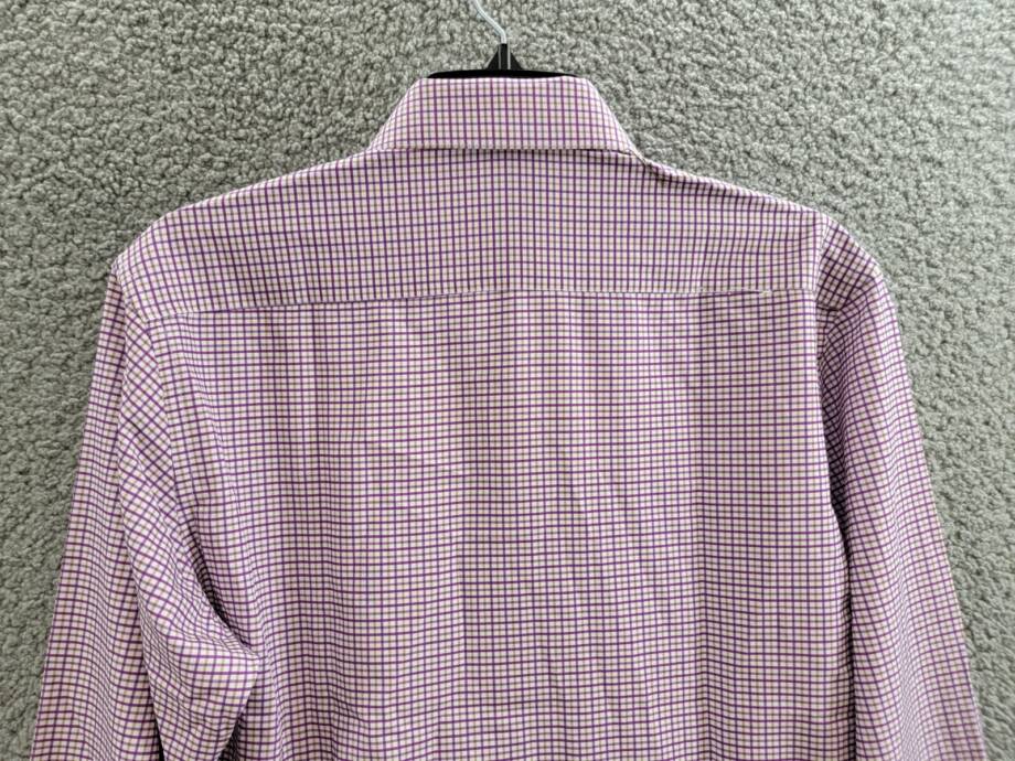 Tayion Collection Slim-Fit Plaid Dress Shirt Mens M (15-15.5) 34/35 Purple Multi
