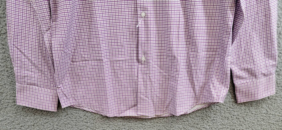 Tayion Collection Slim-Fit Plaid Dress Shirt Mens M (15-15.5) 34/35 Purple Multi