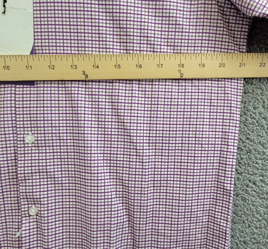 Tayion Collection Slim-Fit Plaid Dress Shirt Mens M (15-15.5) 34/35 Purple Multi