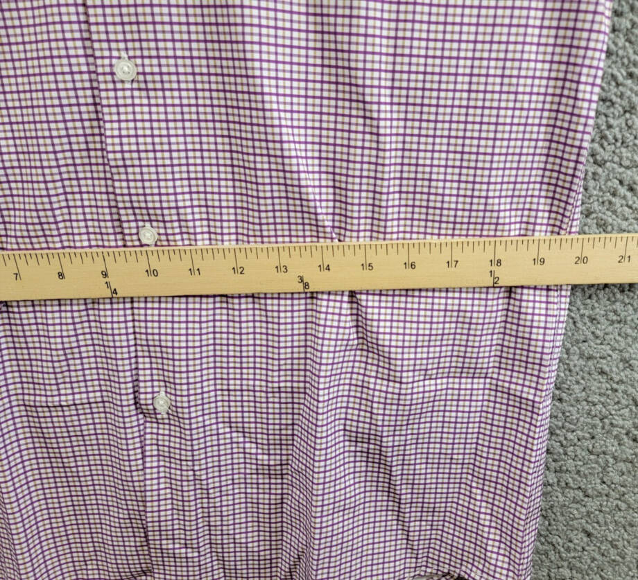 Tayion Collection Slim-Fit Plaid Dress Shirt Mens M (15-15.5) 34/35 Purple Multi
