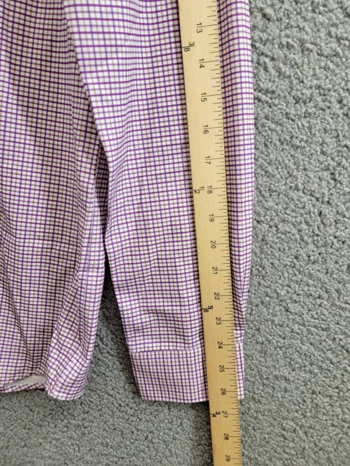 Tayion Collection Slim-Fit Plaid Dress Shirt Mens M (15-15.5) 34/35 Purple Multi