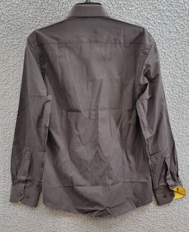 Tayion Collection Slim Fit Dress Shirt Men's M (15-15.5) 32/33 Black/Gold L/S