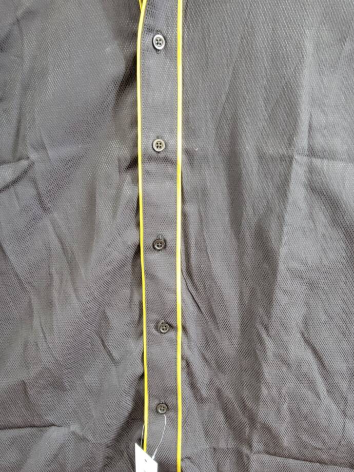Tayion Collection Slim Fit Dress Shirt Men's M (15-15.5) 32/33 Black/Gold L/S