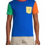 Polo Ralph Lauren Colorblock Cotton T-Shirt Men's S Heritage Blue Multi Pullover