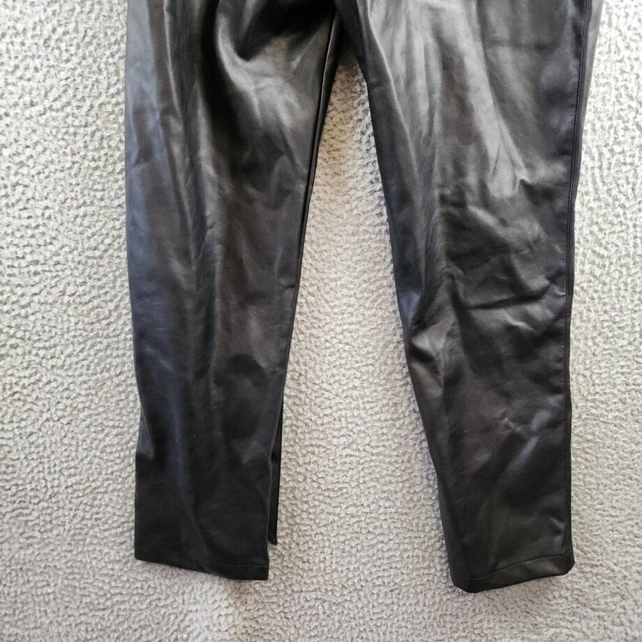 Lucy Paris Faux Leather Paperbag-Waist Pants Women's S Black Zip Fly Belt Loop