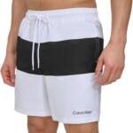 Calvin Klein Colorblocked 7" Swim Trunks Men's XL White/Black Elastic Waist