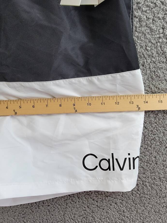 Calvin Klein Colorblocked 7" Swim Trunks Men's XL White/Black Elastic Waist