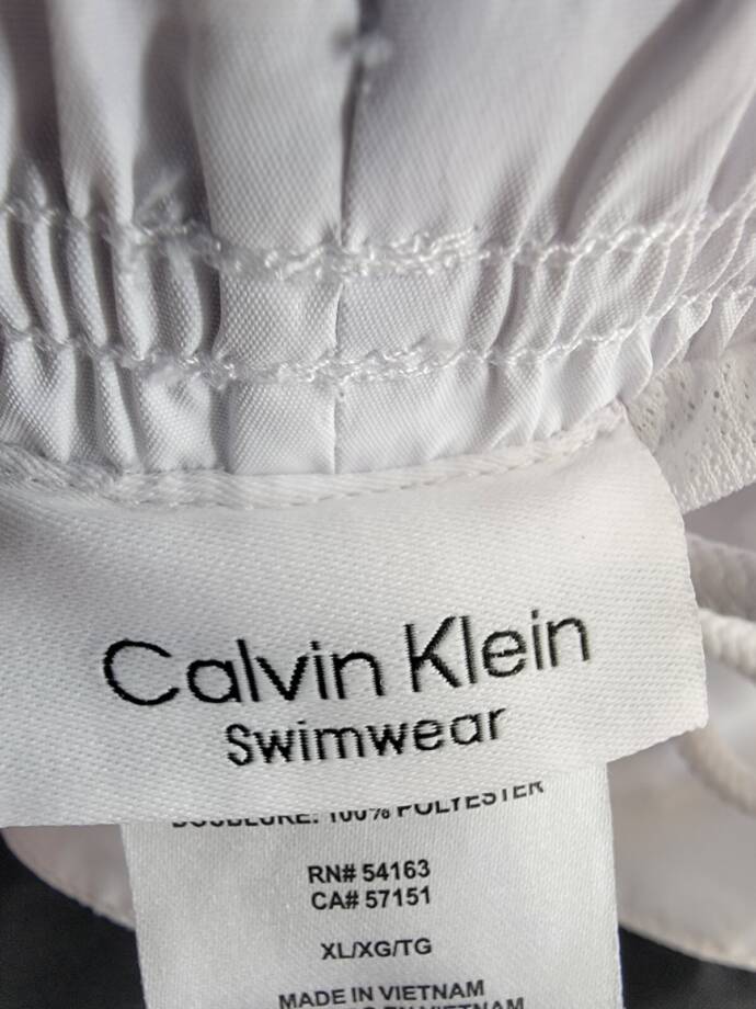 Calvin Klein Colorblocked 7" Swim Trunks Men's XL White/Black Elastic Waist