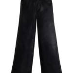 GUESS Soft Brushed Faux Leather Wide Leg Elastic Waist Pants Girls 16 Jet Black~