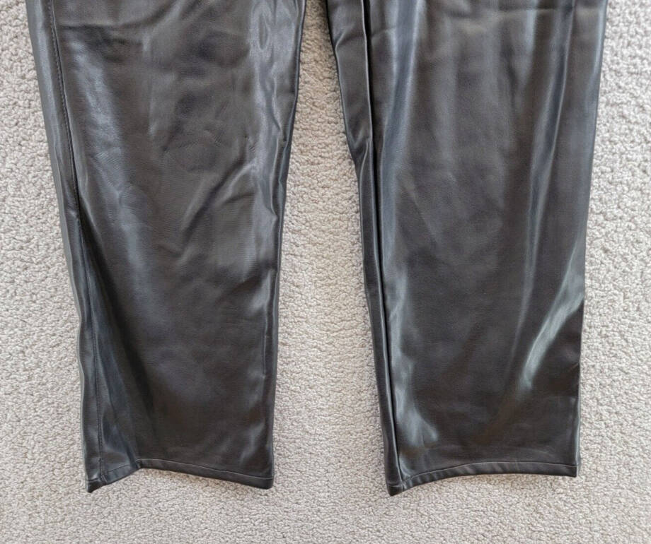 GUESS Soft Brushed Faux Leather Wide Leg Elastic Waist Pants Girls 16 Jet Black~