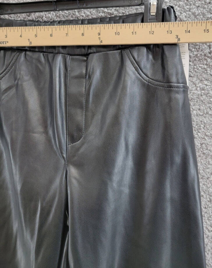 GUESS Soft Brushed Faux Leather Wide Leg Elastic Waist Pants Girls 16 Jet Black~