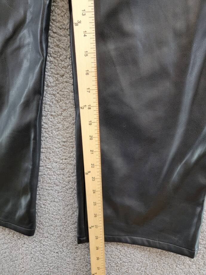 GUESS Soft Brushed Faux Leather Wide Leg Elastic Waist Pants Girls 16 Jet Black~