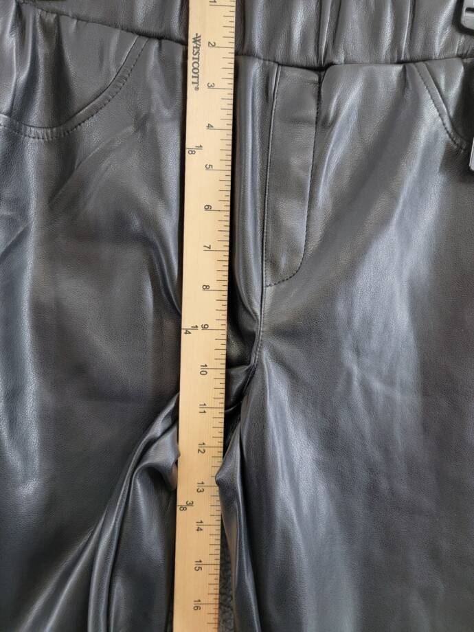 GUESS Soft Brushed Faux Leather Wide Leg Elastic Waist Pants Girls 16 Jet Black~