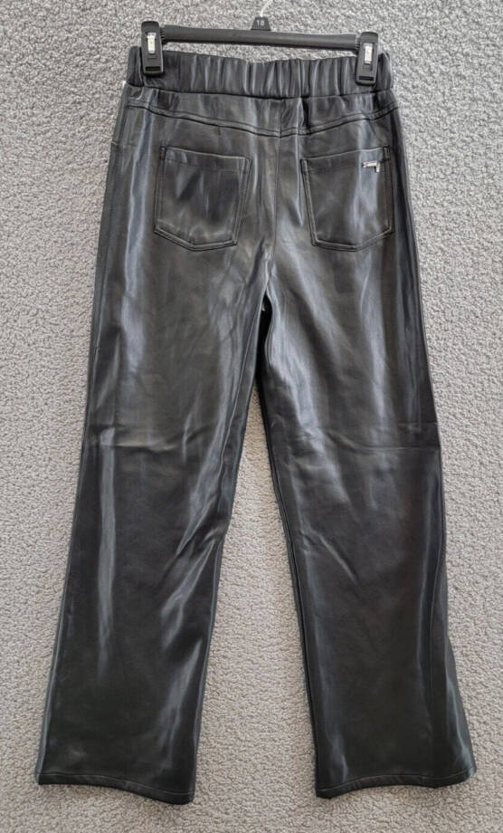 GUESS Soft Brushed Faux Leather Wide Leg Elastic Waist Pants Girls 16 Jet Black~