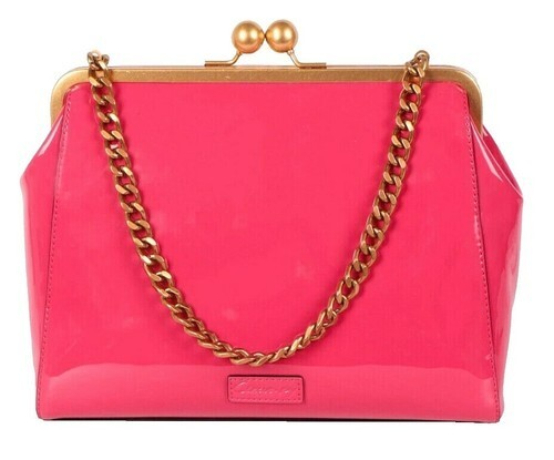 Circus by Sam Edelman Patent Kisslock Clutch Bag Women's Pink Chain Strap