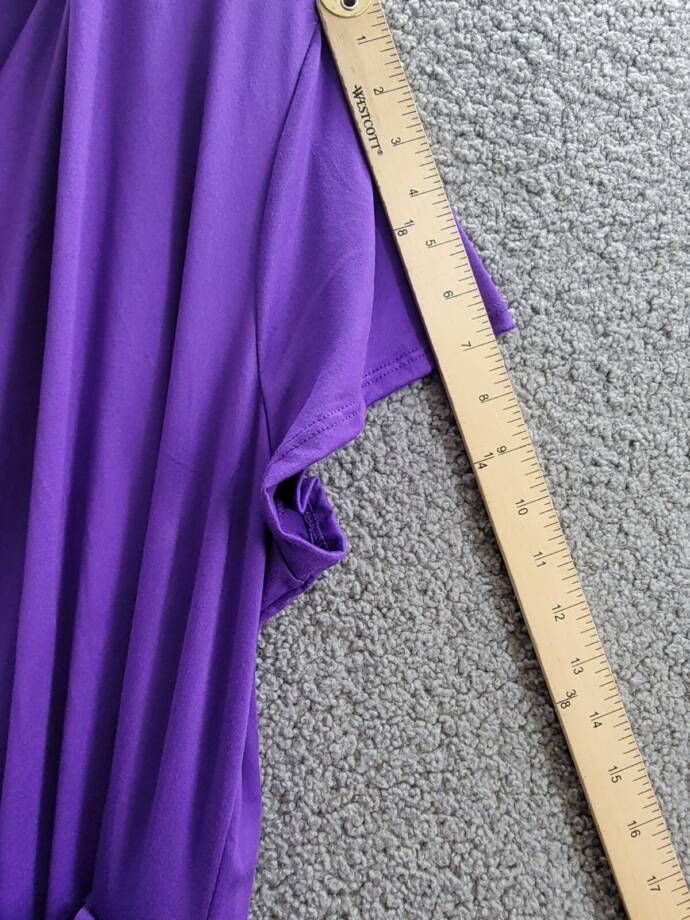 24seven Comfort Apparel Plus Size V-Neck Faux Wrap Dress Women's 2X Lilac S/S