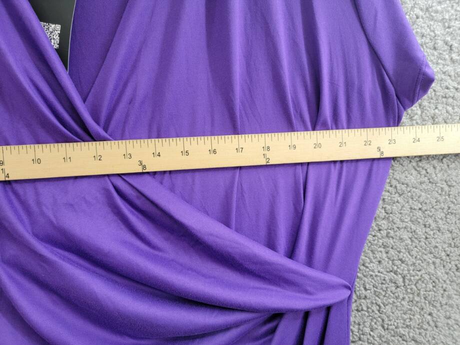24seven Comfort Apparel Plus Size V-Neck Faux Wrap Dress Women's 2X Lilac S/S