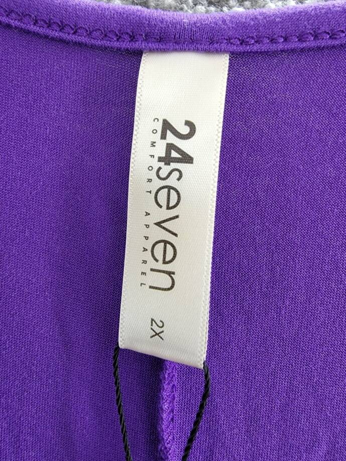 24seven Comfort Apparel Plus Size V-Neck Faux Wrap Dress Women's 2X Lilac S/S