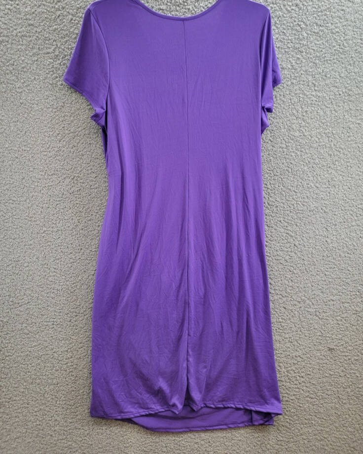 24seven Comfort Apparel Plus Size V-Neck Faux Wrap Dress Women's 2X Lilac S/S