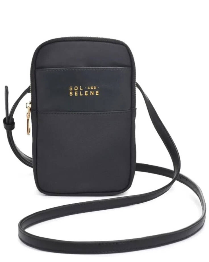 SOL AND SELENE By My Side Cross Body Bag Women's Black/Gold Zip Closure