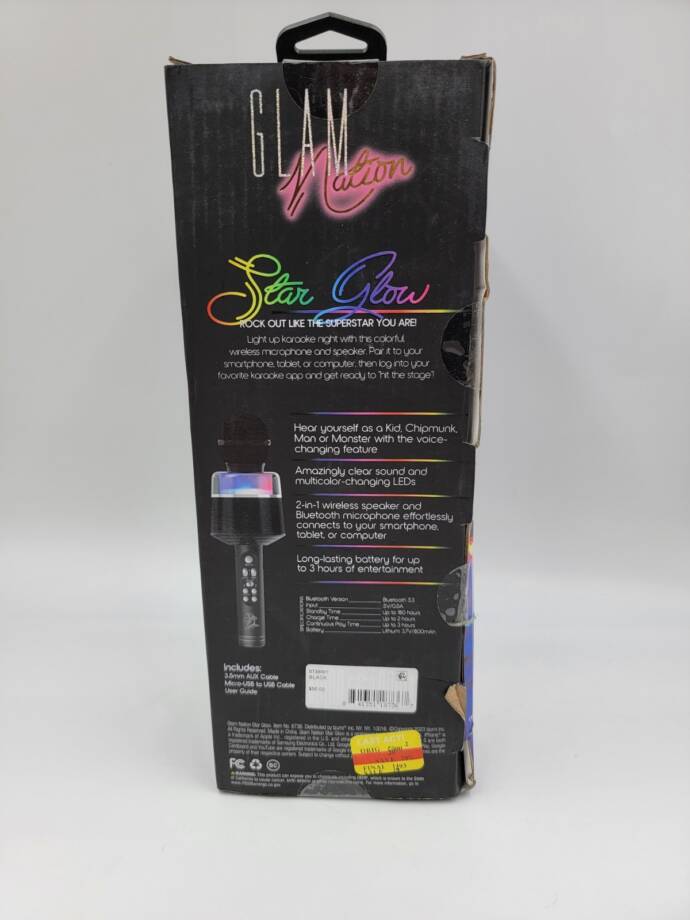 Glam Nation Tzumi Star Glow LED Karaoke Microphone - Black