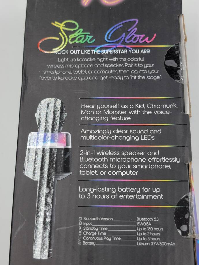 Glam Nation Tzumi Star Glow LED Karaoke Microphone - Black