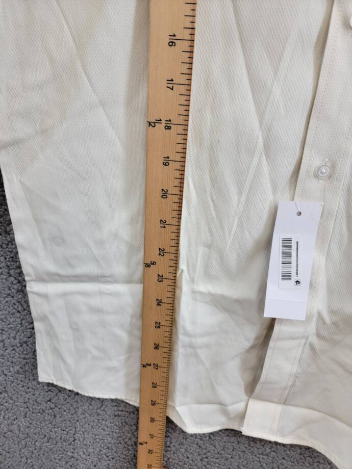 Tayion Collection Slim-Fit Creme Dress Shirt Men's M 15-15.2 34-35 Cream/Maroon