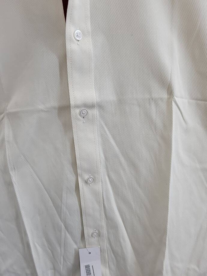 Tayion Collection Slim-Fit Creme Dress Shirt Men's M 15-15.2 34-35 Cream/Maroon