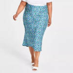 On 34th Plus Size Trendy Garden Floral Slip Skirt Women's 3X Tepid Teal Pulls On