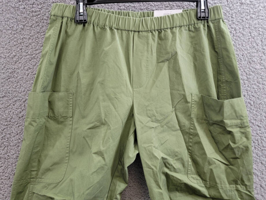 On 34th Plus Size Trendy Utility Pants Women's 1X Olivine Elastic Waist Pull-On~