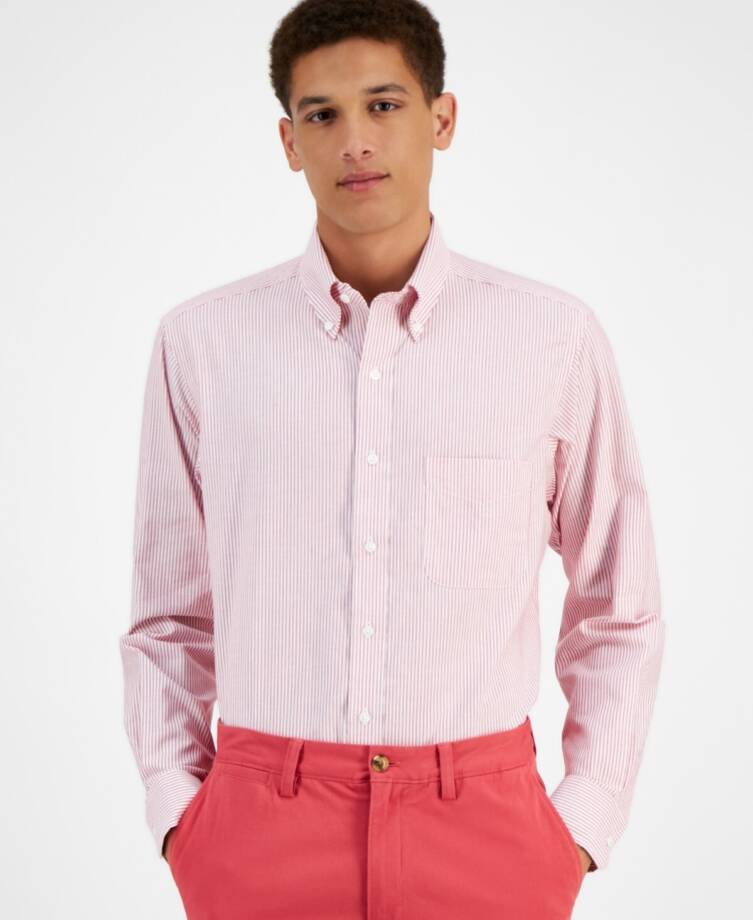 Club Room Regular Fit Performance University Stripe Dress Shirt Men's 16 32-33