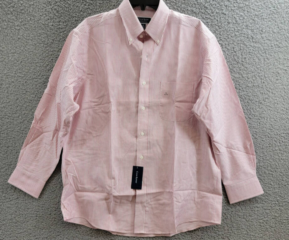 Club Room Regular Fit Performance University Stripe Dress Shirt Men's 16 32-33